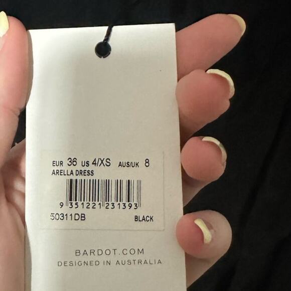 Bardot NWT Arella Dress Asymmetrical High Low Open Back V Neck Black Size 4 XS - Picture 6 of 13